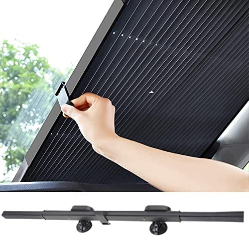 Auto Sonnenschutz, Versenkbare Automatische Einziehbare Auto Windschutzscheibe Visor mit Saugnapf Schutz, Sun Shades Rollos für Auto Frontscheibe und Heckscheibe, für Auto LKW SUV (70cm)