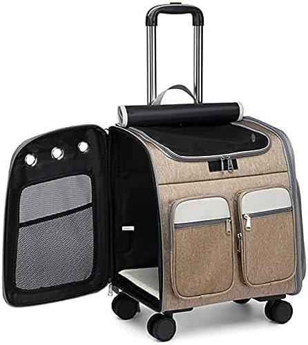 Katzenrucksack – Atmungsaktive Haustier-Reisetrage Mit Mehreren Taschen Für Maine Coon, Yorkie Und Chihuahua Bis Zu 18 Pfund Mit Rädern – Perfekt Für Abenteuer Unterwegs!,C1,Friendly32