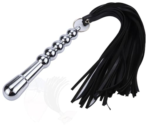 HUNTVE Divertente Frusta da Cavallo in Finta Pelle in Acciaio Inox per Giochi da Camera Giochi di Equitazione (Nero)