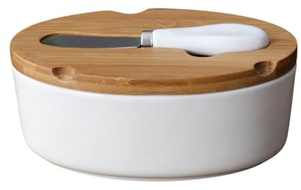 Butter Dish Ceramic Butter Plate Cheese Snack Container Hotel Restaurant Tableware with Wooden Lid with Butter Knife Butter Container ( Size : Oval )