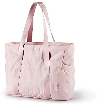 bagsmart Handtasche Damen, Reisetasche Groß, Schultertasche Arbeitstasche Damen Tasche, Shopper Tote Bag für Arbeit, Schule, Wochenendausflug, Wandern, Yoga, Rosa, Groß