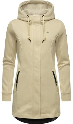Ragwear Damen leichter Rippstrick-Übergangsmantel lang windabweisend mit Kapuze Letti Bonded XS-6XL