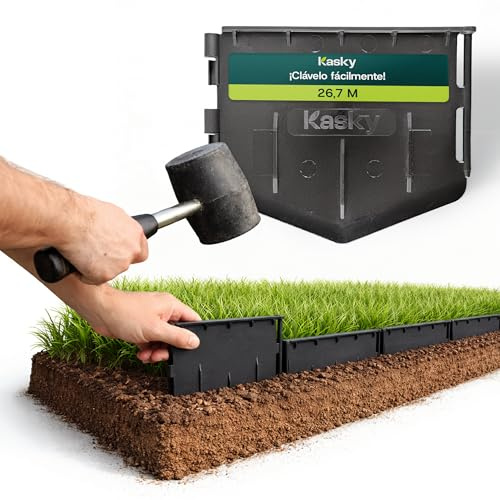 Easy to Install Lawn Edging Border - Simply Hammer into Place, No Trenches to Dig - Durable & Flexible Garden Edging - Invisible Grass & Path Edge from Recycled Plastic - 26.7 m / 87 ft Long
