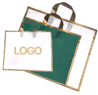 gorm Personalisierte Papiertüten mit individuellem Logo, High-End-Heißprägung, Kleidung, Geschenk, Einkaufstasche, personalisierbare Plastiktüte (weiß, 45 x 40 cm, unten 11 cm), 100 Stück