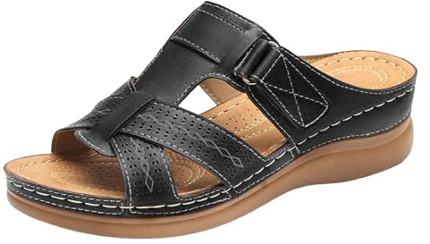 Mules en Cuir pour Femme Sandales Mode Bout Ouvert Compensées Plateforme Pantoufles Premium Orthopédiques Sandales Vintage Chaussons de Plage d'été