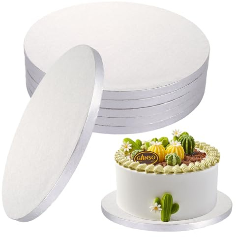 ASelected 5 Stück Cake board Tortenplatte 12 MM x 25 CM / 10 IN Silber Tortenunterlage Rund Wiederverwendbar Torten Unterplatten für Transport Kuchen und Torten