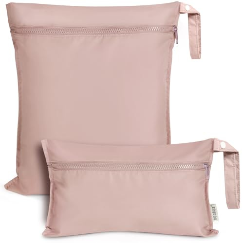 haakaa Vattentäta våtväskor för baby, våta torrväskor för blöjväska, resor, baddräkt, strand, pool, pumpdelar, barnvagn, dagvård, yoga, rouge, 2-pack