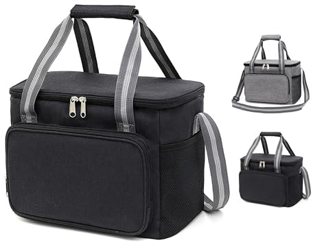 GMYIAK 15L Food Delivery Bags Thermal Bag For Hot Food,Insulated Lunch Bag For Men/Women,Water-Resistant Leakproof Cooler Bag With Handle And Zips For Travel,Collapsible Picnic Bag