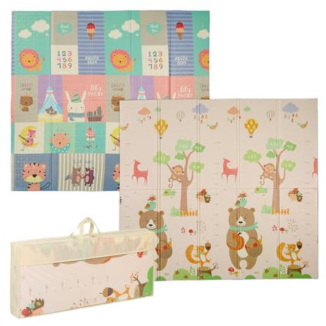 Relaxdays Tapis de Jeu Pliable, sans polluants, 200x180 cm, en Mousse XPE, Tapis Rampant, Enfant, bébé, Multicolore