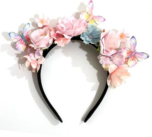 XCSJ Blumen Haarkranz Blumenstirnband Damen Mädchen Blumenkrone Blumen-Stirnband Braut-Kopfschmuck Haarschmuck für Hochzeit, Festival, Party, Strand, Reisefotografie (Rosa, M)
