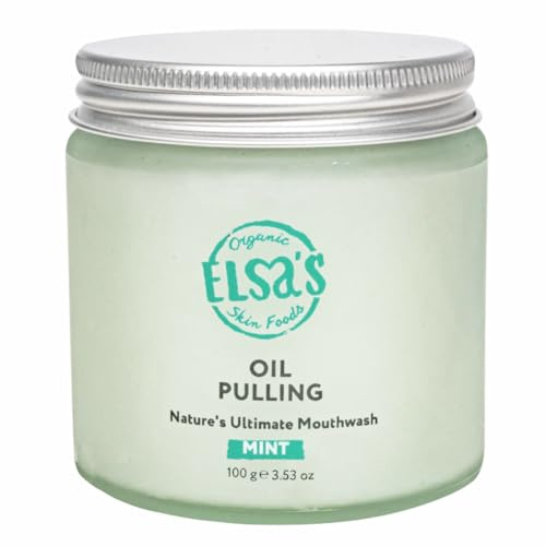 Elsa's Organic Skin Foods - Natural Coconut Oil Pulling Jar - Peppermint - Ayurvedic Blend - for Healthy Teeth & Gums - Helps with Fresh Breath & Teeth Whitening - Plastic Free (Small)