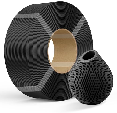 Creality PETG Filament Refill 3D Printer Filament 1kg 1.75 mm(2.2lb) Refilament for Bambu Lab Reusable Spool, Dimensional Accuracy ±0.03mm, PETG Black