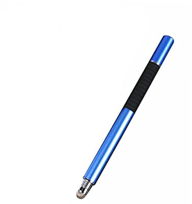 NUOBESTY Stylet Capacitif Embout Disque et Fibre pour Tablette et Téléphone Portable, Corps en Métal Bleu, Design Élégant pour Prise de Notes et Dessin