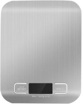 Balance de Cuisine Électronique de Haute Précision 10000g/1g avec Écran LCD Rétroéclairé, 6 Unités et Fonction Tare Acier Inoxydable, Smart Digital, pour Alimentaire Multifonctionnel (Argent)