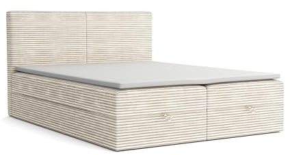 VLR BEDS Boxspringbett mit Bettkasten Cord 1 (Beige, 180 x 200 cm)