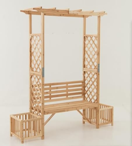 RELAX4LIFE Arche de Jardin avec Banc 2 Places et Treillis Latéral Supérieur pour Plantes Grimpantes, Arceau avec Banc de Jardin Décoratif Extérieur, pour Jardin Terrasse Patio (L | 185x44x203cm)