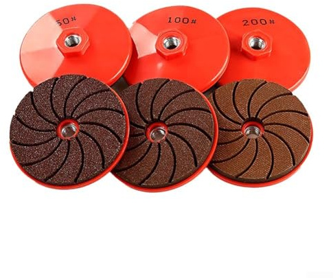 TDCuizent 3PCS Integrated Grinding Disc Set for Angle Grinder 50/100/200 Grit Silicon Carbide Resin Backing Pads Tile Trimming Wheel Marble Granite Concrete Stone Glass