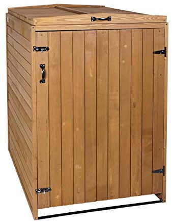 PROREGAL XL 1er-/2er-Mülltonnenverkleidung, HxBxT 126x79,5x98 cm, Braun, Mülltonnenbox Mülltonnenabdeckung Holz
