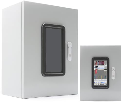 Waterproof Electrical Box Outdoor, 16 X 12 X 8'' IP65 Weatherproof Electrical Box with Viewing Window, Wall Mounted Lockable Steel Junction Boxes for Indoor/Outdoor (16x12x8)
