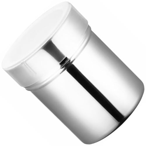 MALUGOGO Stainless Steel 304 Powder Shaker with Fine Mesh Lid, Cocoa Powder Sifter and Coffee Spice Sprinkler for Baking and Kitchen Seasoning, Single Piece Pepper and Sugar Sprinkler