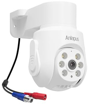 Anlapus 5MP Wired CCTV Camera, 360°View Pan/Tilt Security Camera | IR Night Vision, IP66 Weatherproof, Add-on Camera for 5MP, 4K Home Surveillance Analog DVR System