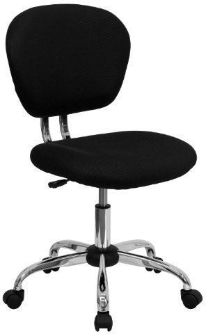 Flash Furniture Drehstuhl mit mittlerer Rückenlehne und verchromtem Fuß, Metall, Schwarz, 58,42 x 55,88 x 25,4 cm