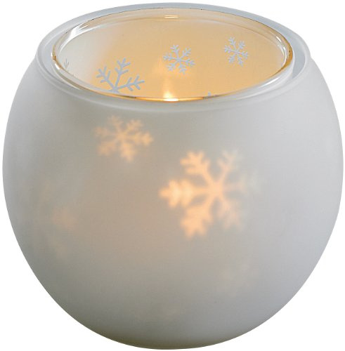 infactory Teelichthalter: Doppelglas-Windlicht Schneekristall (Windlicht Weihnachten, Weihnachtsdeko, Kerze)