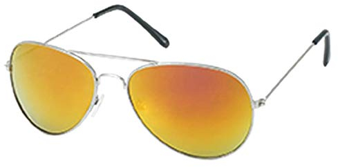 CHICNET Hochwertige Sonnenbrille Pilotenbrille 400 UV Bunt verspiegelt silberfarbenes Metallgestell Gelb