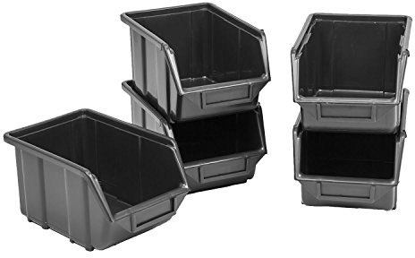 10 Stapelboxen Stapelboxen Sichtlagerkästen Kunststoff 240x155x125 Gr. 2 schwarz
