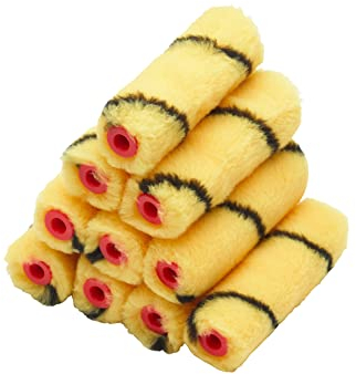 ProDec 10er-Packung gewebte langflorige 100-mm-Mini-Farbrolle für ein glattes Finish beim Malen mit Handwerks- und Heimwerker-Dispersionsfarben an Innenwänden und Decken