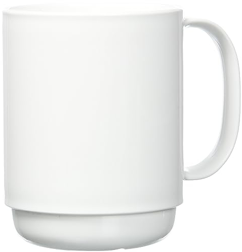 Ornamin Mug with Handle 300 ml White (Model 510) | Stable Coffee Mug Made of Plastic, Coffee Cup, Reusable Cup, Tea Cup