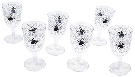 Bristol Novelty HI283 Spider Web Goblet, Clear/Black, One Size
