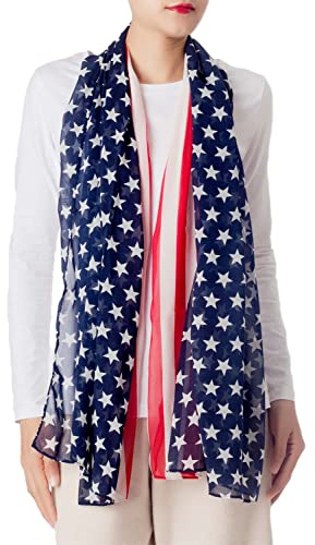 iB-iP Damen Usa-flagge Großer Leichter Modischer Schal, Größe: Einheitsgröße, Marine