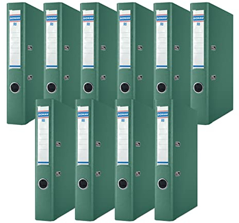 Donau Premium mapp smal 10-pack/DIN A4/5 cm/10 stycken/grön/plastöverdrag PP/patron papper slitsmapp kontorsmapp mapp ringpärm/grön punkt