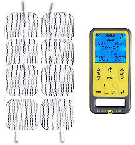 TensCare Sports Tens + 1 Pack of 12 Electrode Pads- TENS + EMS Muscle Stimulator in one unit, 55 programs including Pain Relieve, Muscle Toning and Massage, Dual Channel, for Professional and Home Use