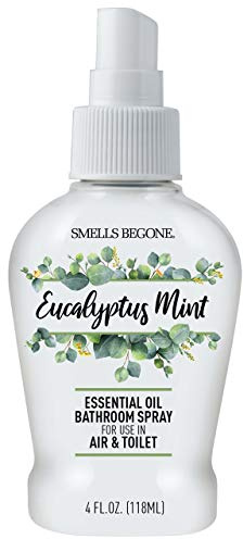 SMELLS BEGONE 4 oz Essential Oil Bathroom Spray - Instantly Eliminate Toilet & Bathroom Odors - Air Freshener Made with Essential Oils (Eucalyptus Mint)