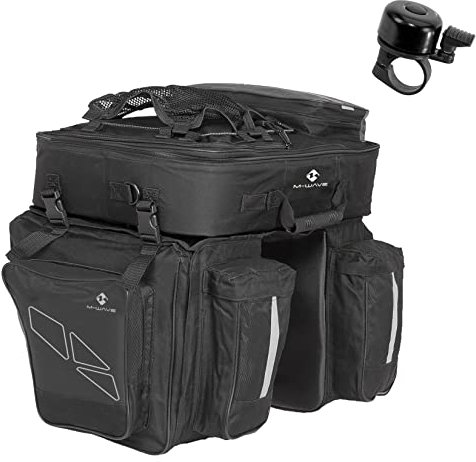 M-Wave Amsterdam Triple Gepäckträgertasche Fahrradtasche Rucksack Beidseitig Vol 62 Liter inkl. 1 Fahrradklingel
