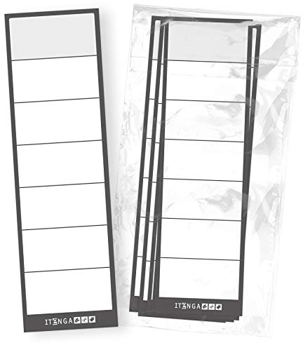 itenga 50x Ordnerschilder I Einsteckschilder für Ordnerrücken beidseitig beschreibbar aus Papier Grau Weiß 5,5x19cm