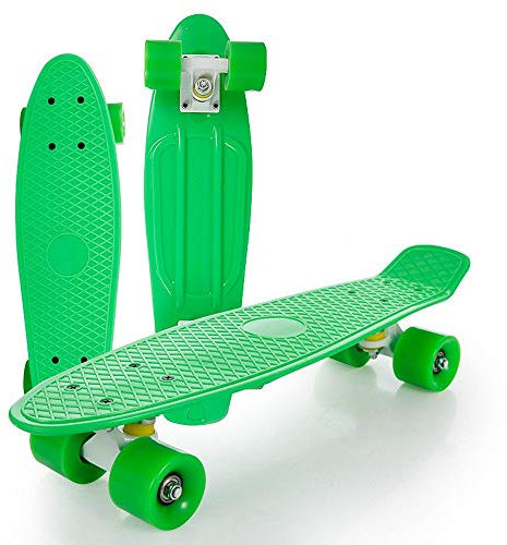 Penny Board, 55.9 cm komplettes Skateboard kleines Fisch-Cruiser-Board ABEC-7-Kugellager Longboard für Kinder, Teenager, Erwachsene,Anfänger,Mädchen,Jungen,Outdoor-Sport,Geburtstagsgeschenk,grün