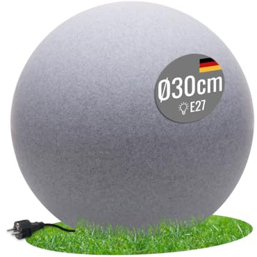 8 seasons design LED Kugelleuchte 30 cm Shining Globe (stone), E27, Leuchtmittel warmweiß – wetterfest – Kugellampe für außen (Garten, Terrasse, Balkon) und innen – robust & langlebig
