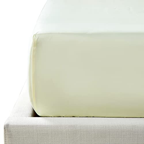 NTBAY 500TC Egyptian Cotton King Fitted Sheet, Deep 12 / 30cm, Ivory | 500 Thread Count Sateen, Soft Cozy and Breathable Bed Sheet, 12 / 30cm Deep Pocket, Full Elastic All Around, Easy Care