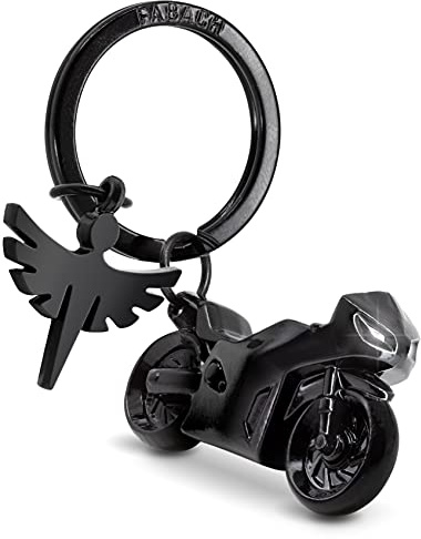 FABACH Motorrad Schlüsselanhänger mit Schutzengel - Geschenk Engel Schlüsselanhänger für Motorradfahrer - Geschenke Motorrad Glücksbringer Fahr vorsichtig