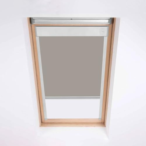 Dachfensterrollo für VELUX Dachfenster – Verdunkelungsrollo – Hellgrau – Silberfarbener Aluminiumrahmen (408)