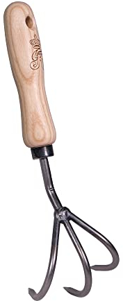 Grubber - Kultivieren leicht gemacht mit 3 Zinken, hochwertigem Karbonstahl und Holzgriff von SHW-FIRE