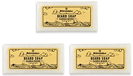Störtebekker® Premium Bartseife Sandelholz 80g x 3 - Festes Shampoo für die tägliche Bartpflege - Handgefertigte Seife für ergiebigen Schaum - Vegane Bartseife Bartshampoo Herren - Bart & Gesicht