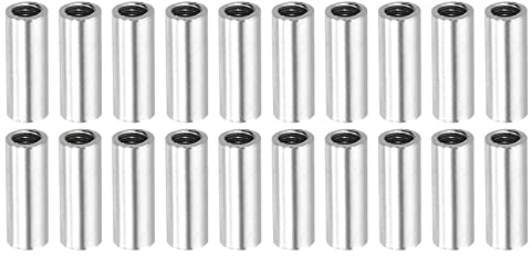 MECCANIXITY Round Coupling Nut, M4x0.7mm Female Thread 15mm Threaded Round Sleeve Connector Rod Bar Stud Tube Nut Hardware Fastener, Silver Pack of 20
