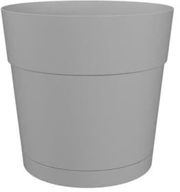 Pot de Fleurs et Capri Rond Rond - Plastique - Réservoir d'eau - 35 cm de diamètre - Gris Clair - Artevasi