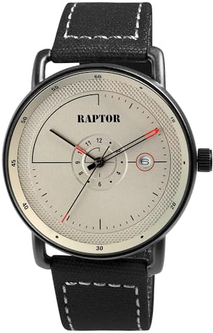 Raptor Zoltar Herren-Uhr Textilarmband Datum Analog Quarz RA20380 (schwarz grau)