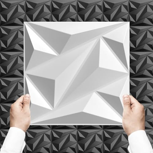 I K H E Malarka 33 Stück - 2,97m², 3D Paneele PVC Kunststoff Wandpaneele Gaming Zimmer Wand Decke Schlafzimmer TV-Wand 30x30cm (Weiß D137-1)