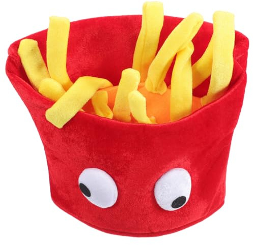 SAFIGLE Pommes-Frites-Hut Lustiger Cosplay-Hut Aus Weichem Stoff Für Kinder Und Erwachsene Perfekt Für Karneval Halloween Geburtstagsfeier Und Party-Kopfbedeckung
